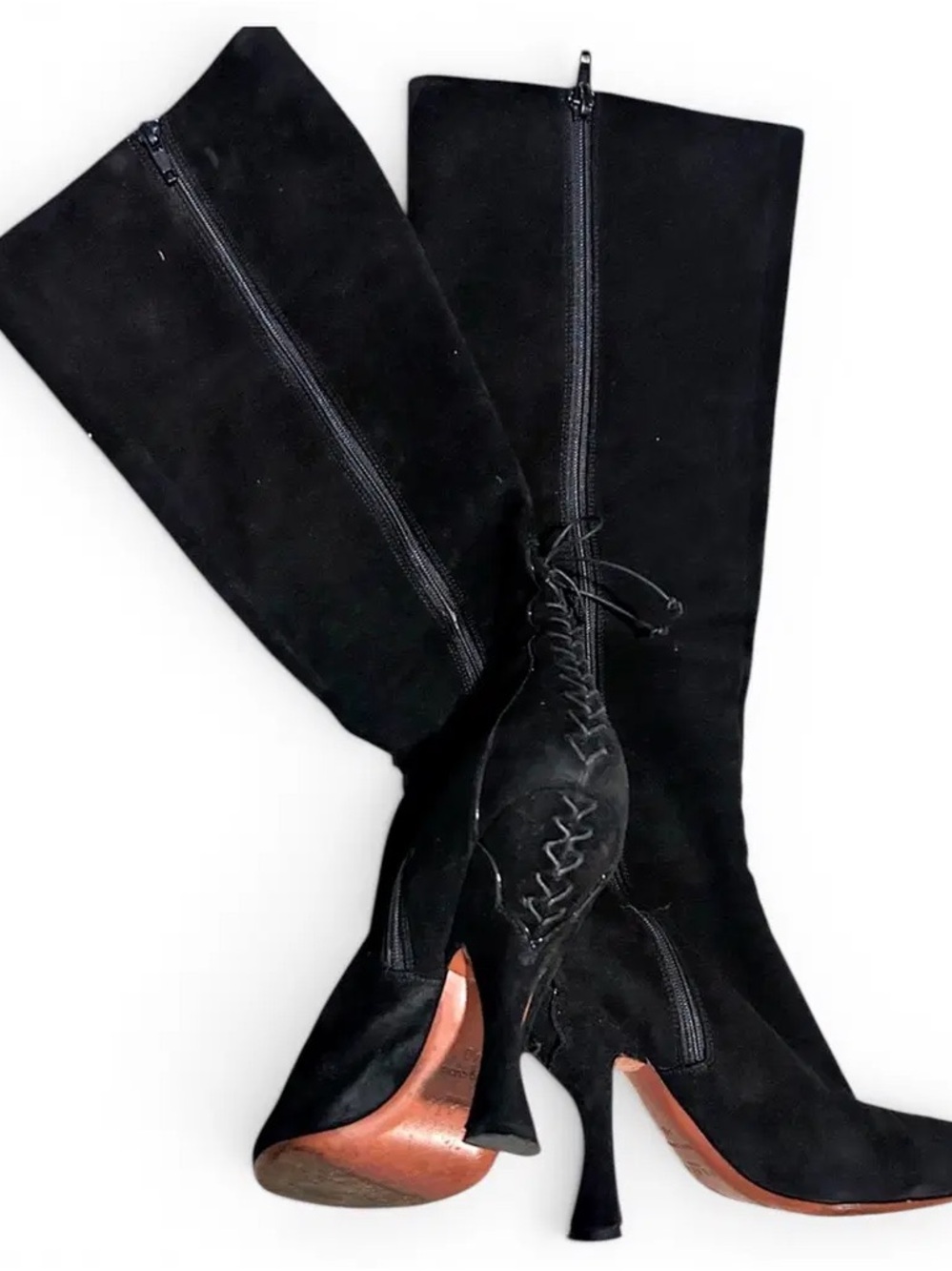 ALAÏA!!!! CORSET KNEE HIGH BOOTS WITH ALAÏA SIGNATURE HEEL